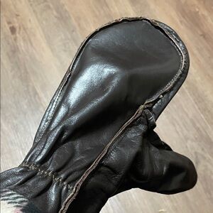 Men's Brown Leather Mittens